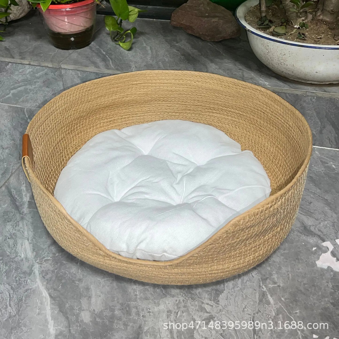 Lit pour Chat Tissé à la Main avec Fonction Rafraîchissante pour Animaux de Compagnie