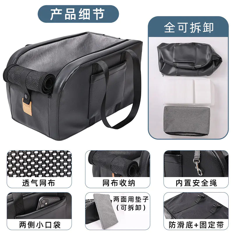 Portable Pet Car Seat with Cushion for Cats and Dogs