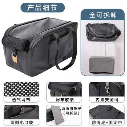 Portable Pet Car Seat with Cushion for Cats and Dogs