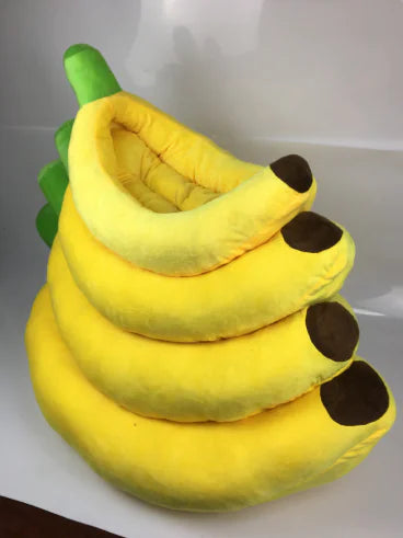 Lit pour Animaux Lavable Banane avec Fermeture Éclair pour Petits Chiens - Forme de Banane